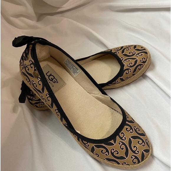 UGG Women’s Marrakech Indah Espadrille Ballet Flat Black/Tan Sz 6 EUC, Spring - Picture 5 of 13